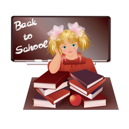 The schoolgirl with booksのイラスト素材