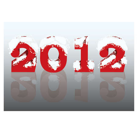 new year 2012 with snow, vector illustrationのイラスト素材