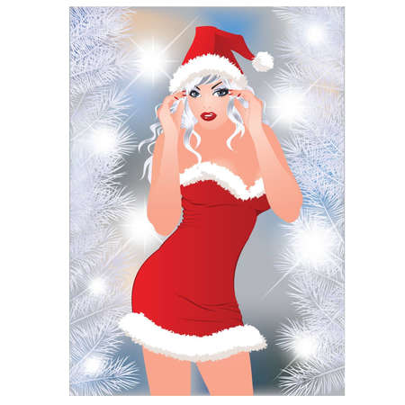 Sexy Santa claus girl, vector illustrationのイラスト素材