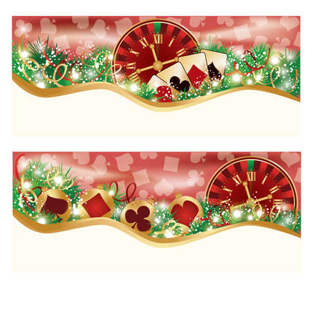Casino Christmas banners, vector illustrationのイラスト素材