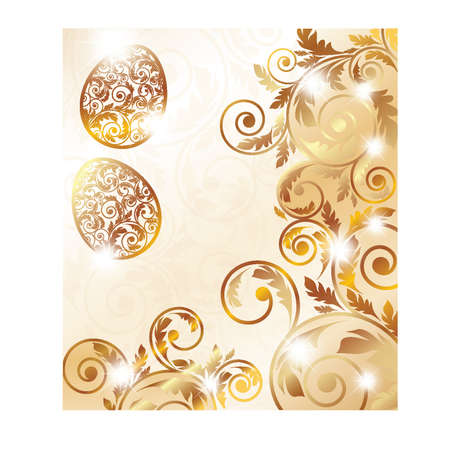 Easter golden card, vector illustrationのイラスト素材