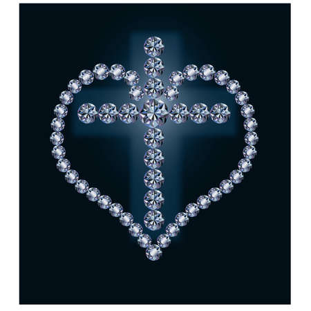 Diamond cross and heart, vector illustrationのイラスト素材