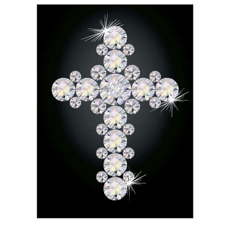 Beautiful Diamond cross, vector illustrationのイラスト素材