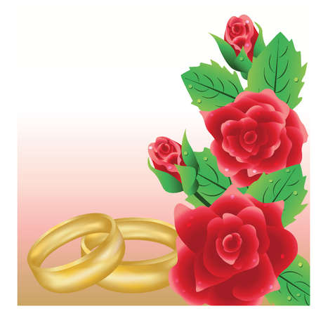 Wedding card with golden rings, vector illustrationのイラスト素材