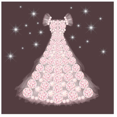 Diamond wedding dress, vector illustrationのイラスト素材