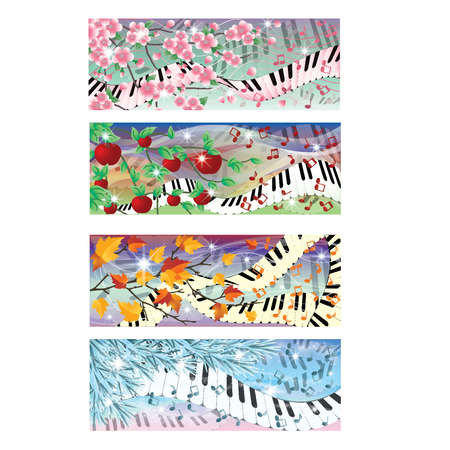 Symphony of four season banners, vector illustrationのイラスト素材