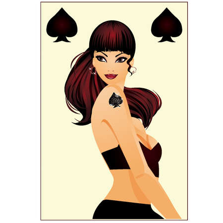 Poker spades girl card  vector illustration のイラスト素材