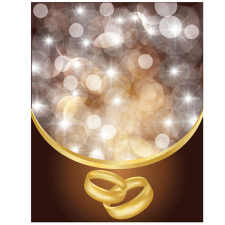 Wedding card with two golden ringsのイラスト素材