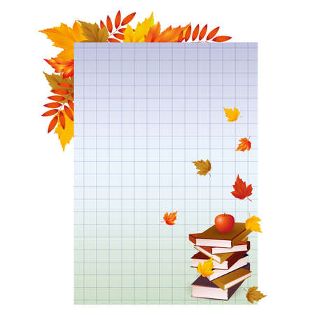 Back to school  Background with books and apple illustrationのイラスト素材