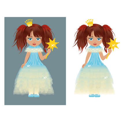 The little princess with a magic wand  illustrationのイラスト素材