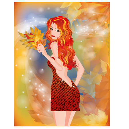 Autumn girl のイラスト素材