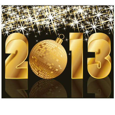 2013 Golden Year with Christmas Ball , vector illustrationのイラスト素材