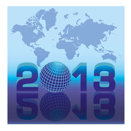 New 2013 year card with globe  vector illustrationのイラスト素材