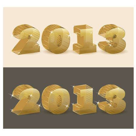 New 2013 year golden transparent  vector illustrationのイラスト素材
