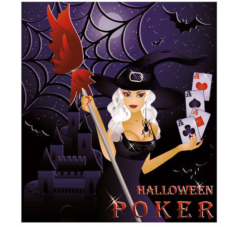 Halloween poker card with sexy witchのイラスト素材