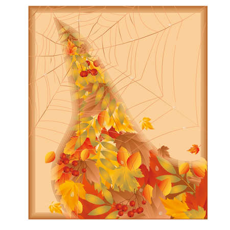 Autumn card with spiderweb, vector illustrationのイラスト素材