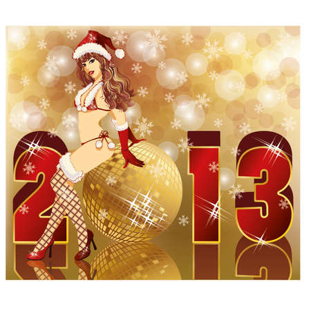 New 2013 Year card with Sexy Santa girl , vector illustrationのイラスト素材