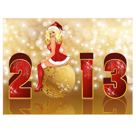 New 2013 year card with sexy santa girl vectorのイラスト素材