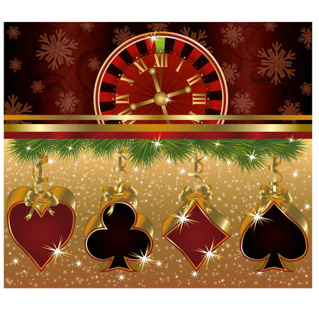 Christmas poker red golden backgroundのイラスト素材