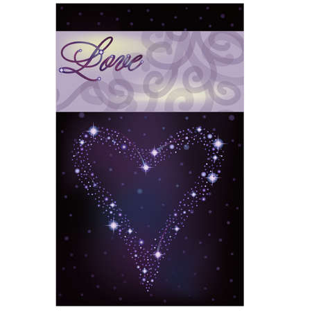 Love invitation card, heart of the stars in the night sky のイラスト素材