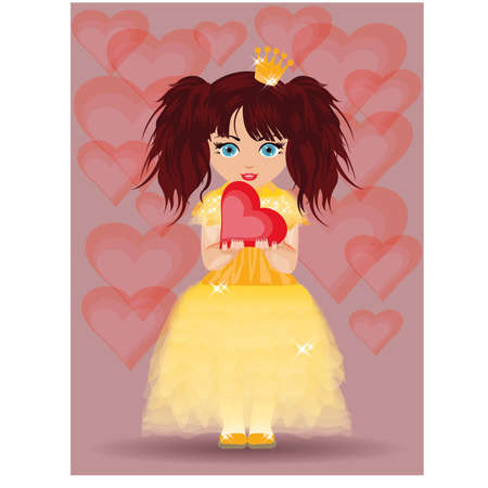 Love card, princess and heart illustrationのイラスト素材