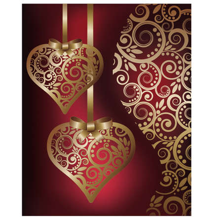 Love banners with golden hearts,illustrationのイラスト素材