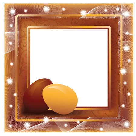 Greeting Easter photo frame in style scrapbooking, vector illustrationのイラスト素材
