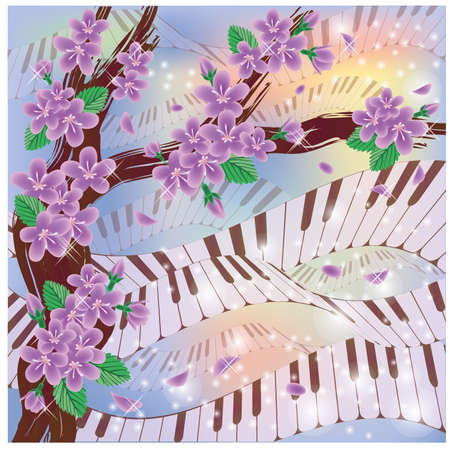 Spring Melody card, vector illustrationのイラスト素材