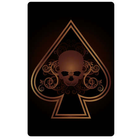 Poker Spades card with skulls,  vector illustrationのイラスト素材