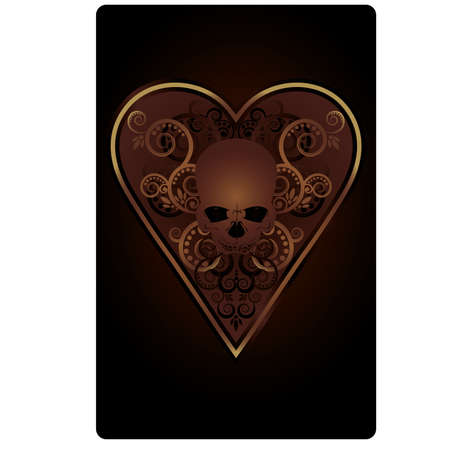 Poker Hearts card with skulls, vector illustrationのイラスト素材
