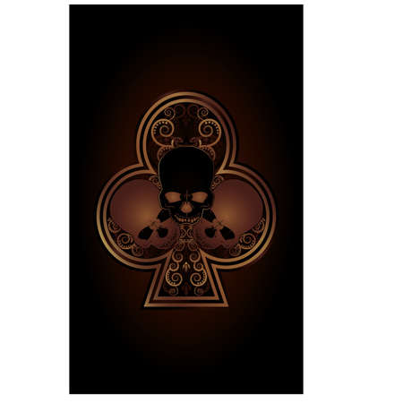 Casino Poker Clubs card with skullsのイラスト素材