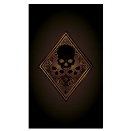 Casino Poker Diamonds card with skulls, vector illustrationのイラスト素材