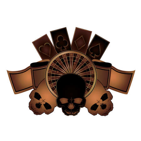 Casino poker elements with skulls isolated, vector illustrationのイラスト素材