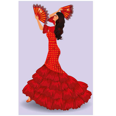 Flamenco dancer  spanish girl illustrationのイラスト素材