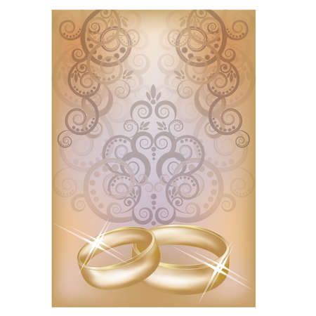 Wedding invitation card with golden rings のイラスト素材