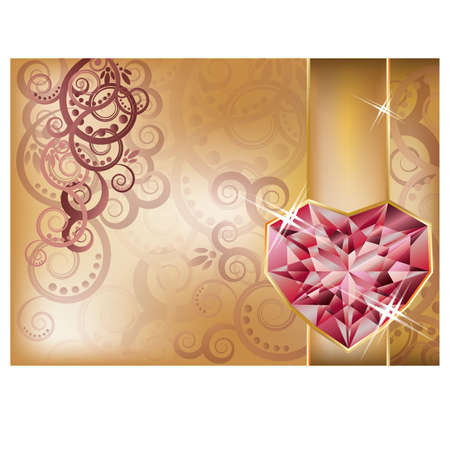 Wedding congratulation card with ruby heart, vectorのイラスト素材