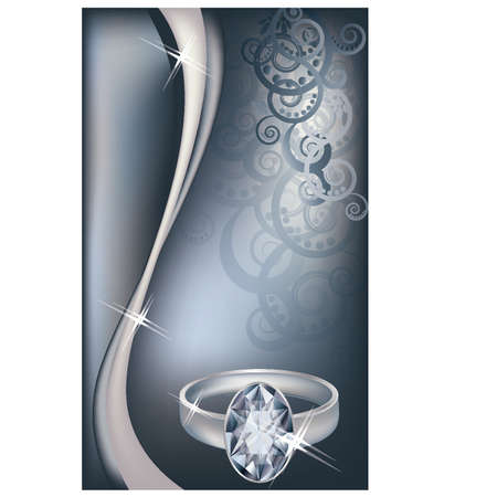 Wedding invitation card with platinum ring and diamondのイラスト素材