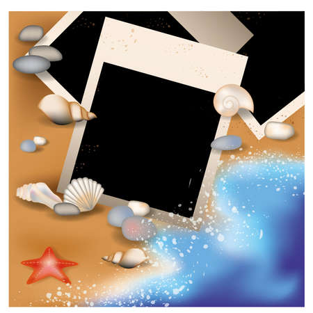 Summer photoframe with seashell illustrationのイラスト素材