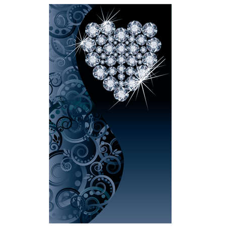 Love wedding banner with brilliant heartのイラスト素材