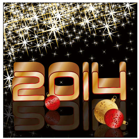 Happy new 2014 year holiday card, vector illustrationのイラスト素材