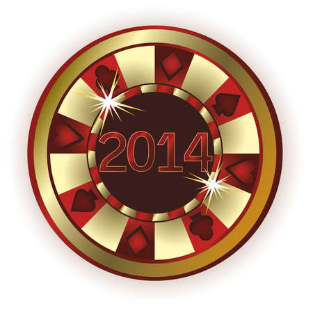 New 2014 Year Poker chip, vector illustrationのイラスト素材