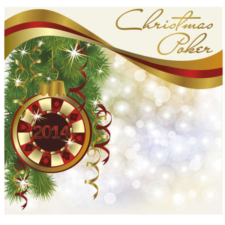 Christmas poker greeting card, vector illustrationのイラスト素材