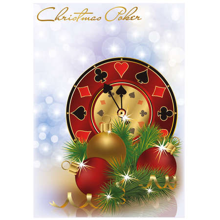 Christmas poker greeting card, vector illustrationのイラスト素材
