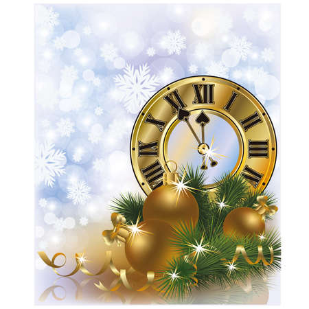 New Year golden card, vector illustration のイラスト素材