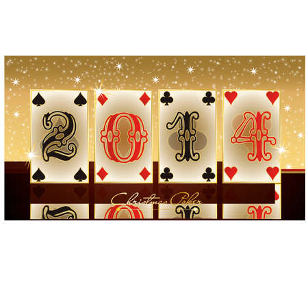New 2014 Poker Year, greeting card, vector のイラスト素材