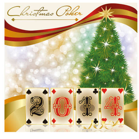 New 2014 poker year greeting card, vector illustrationのイラスト素材