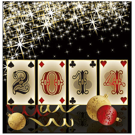 New 2014 Year poker style, casino greeting card , vectorのイラスト素材