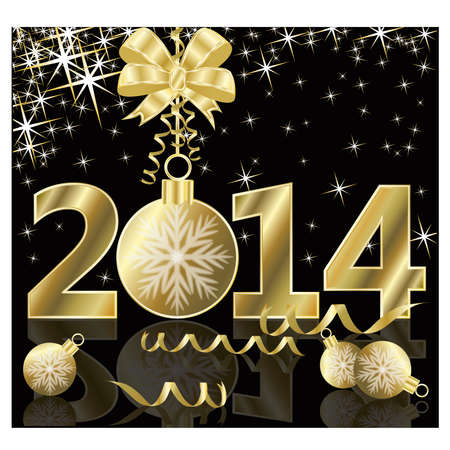 Happy New 2014 year greeting card illustrationのイラスト素材