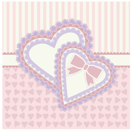 Love greeting card with two hearts, vector illustration のイラスト素材