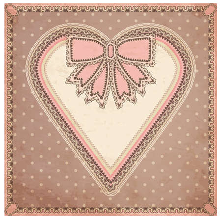 Vintage Valentine day greeting card, vector illustrationのイラスト素材